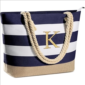 Canvas Waterproof Beach Tote Bag ZipperTravel Beach Essential